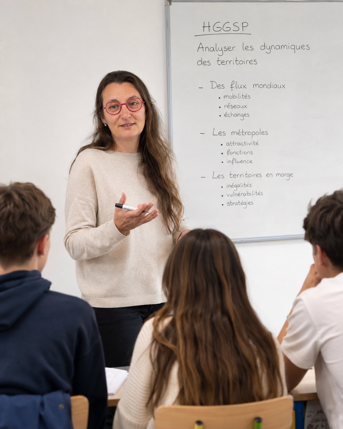 Céline de Jonquières donnant un cours d'HGGSP